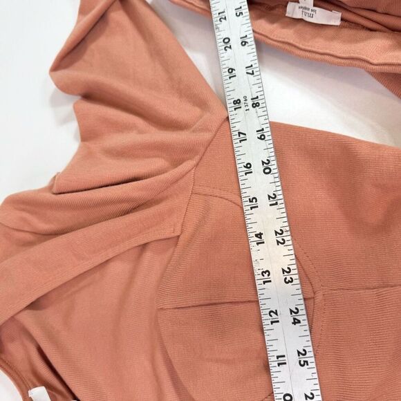 m.n.i. Los Angeles Top Skirt Set Womens Large Tan Mini Cropped New Babydoll - Picture 10 of 11